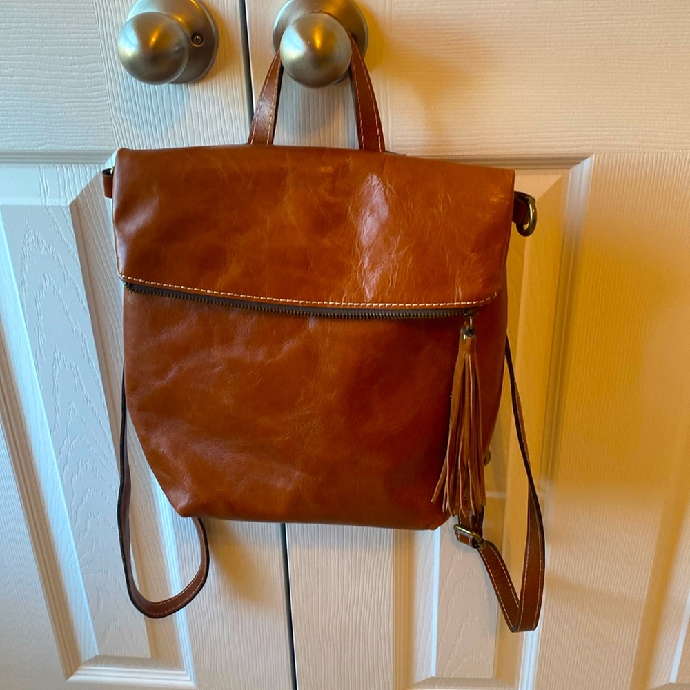Patricia Nash Lizelle Brown leather convertible backpack/crossbody
